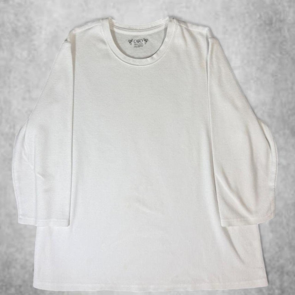 Cato White Long Sleeve Thermal Waffle Knit Top Plus Size 18/20W